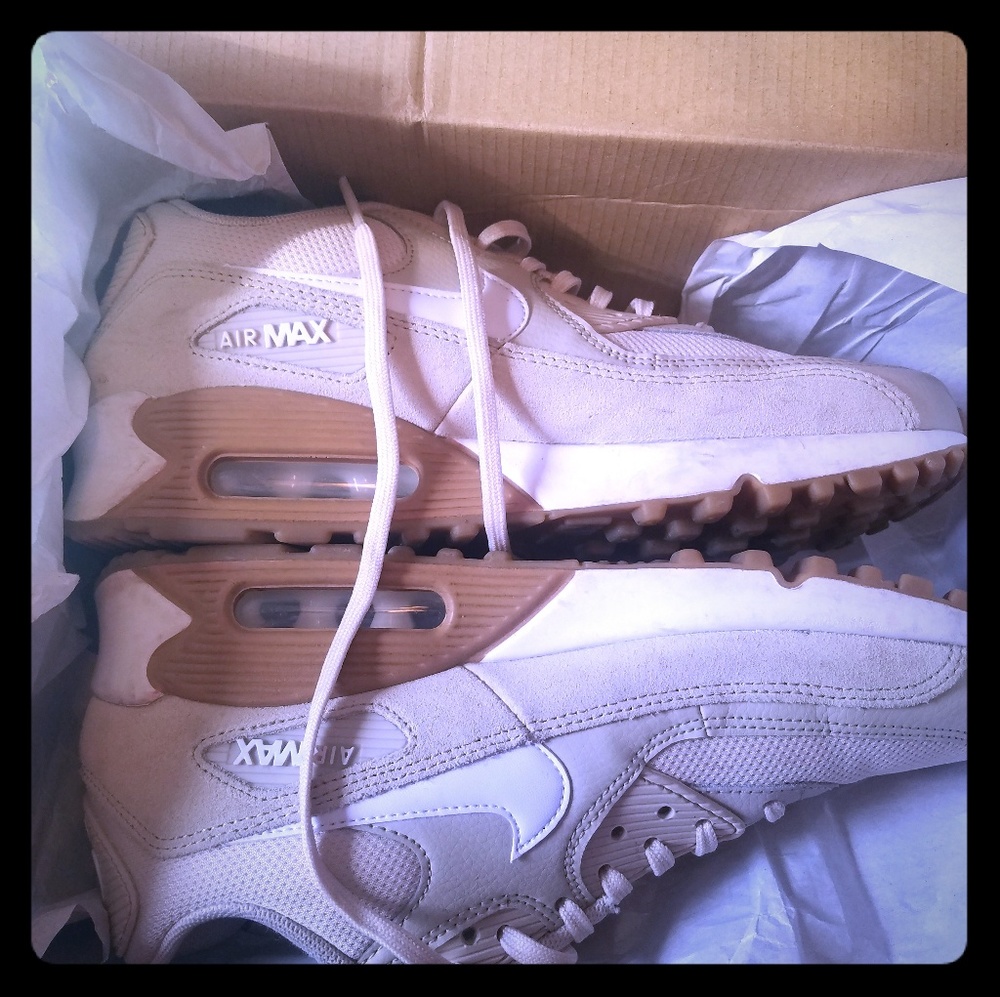 Cream colored Nike Air Maxes